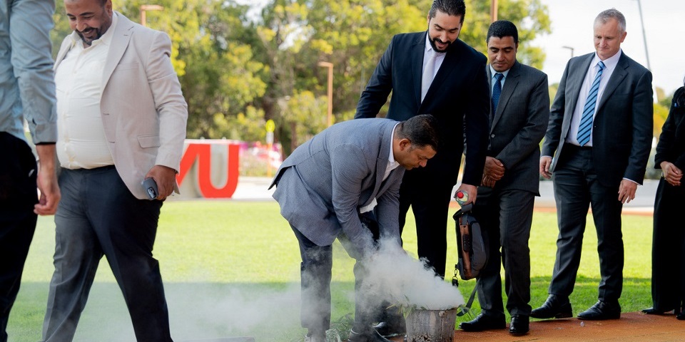 His Excellency Karim Badawi, Egypt’s Minister of Petroleum and Mineral Resources, and the first cohort of MRMIA professionals were welcomed to Murdoch University with a traditional smoking ceremony by Olman Walley.