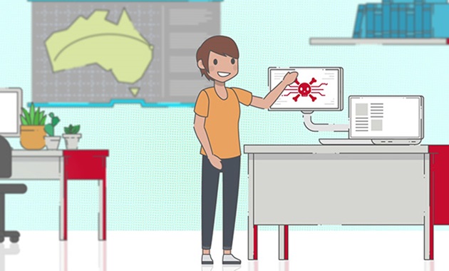 Animation of student learning about cyber security