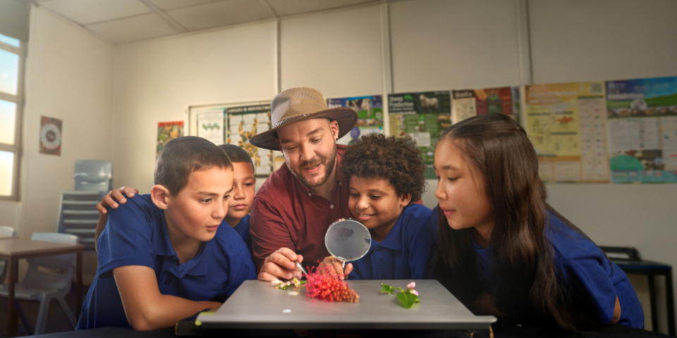 Jason Pitman, a Murdoch University graduate and secondary teacher, engaging students in an inclusive classroom while connecting learning to real‑world experiences.