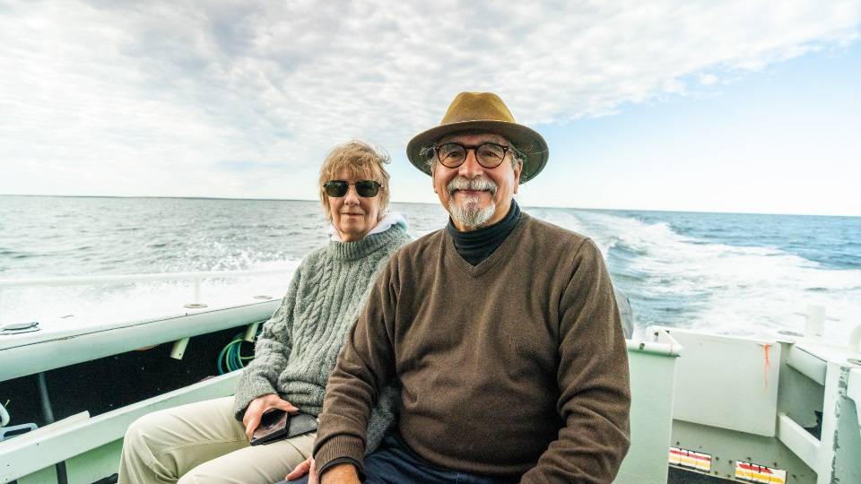 Daniel Wildcat Daniel Wildcat and his wife on a boat in Shark Bay.