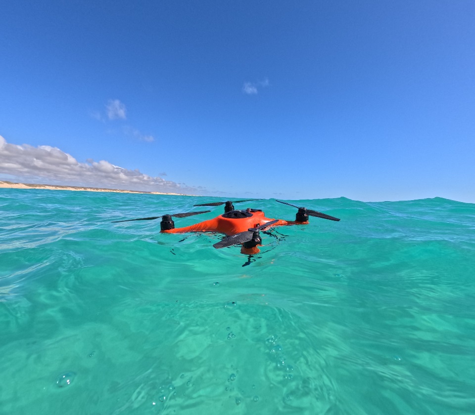 Drone floating in the water.