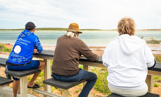 Michael Wear and Daniel Wildcat looking out over Shark Bay.