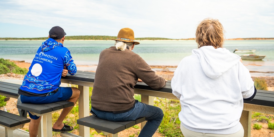 Michael Wear and Daniel Wildcat looking out over Shark Bay.