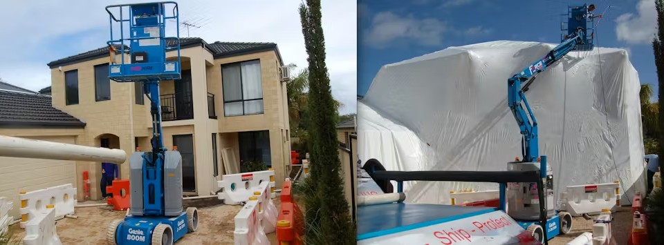 A home in WA wrapped in plastic and quarantined.