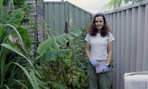Murdoch University Environmental Engineering student in home garden