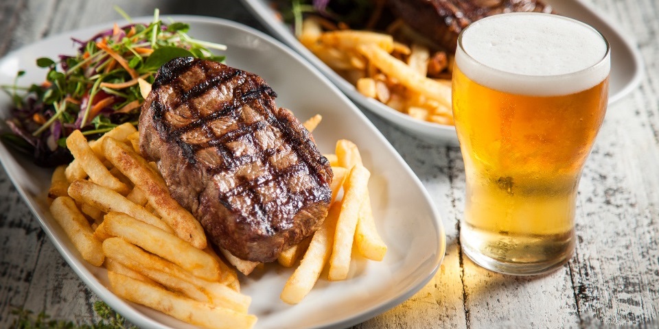 Red meat, chips and beer