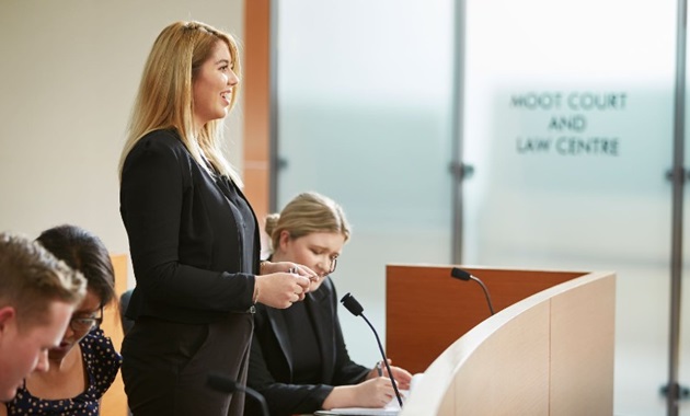 woman in a law court