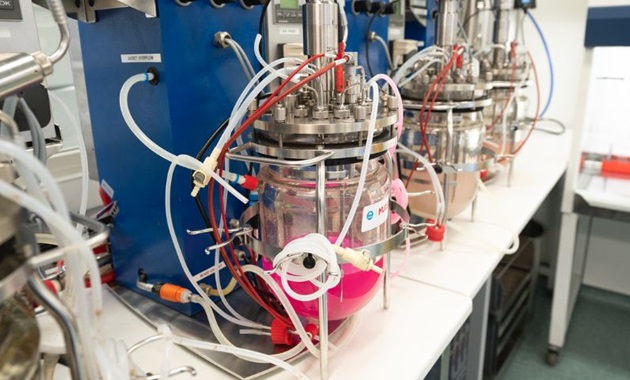 Vats of liquid in the Bioplastics Innovation Hub.