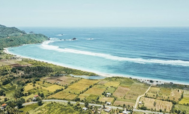 Aerial view of beaches in Lombok, Indonesia.