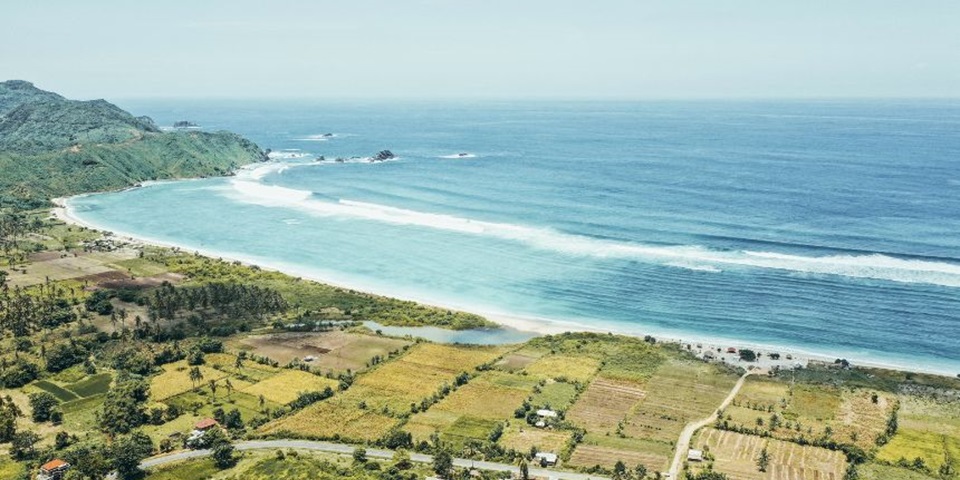 Aerial view of beaches in Lombok, Indonesia.