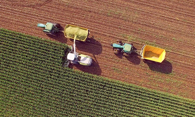 crop-production Aerial shot of equipment in crops