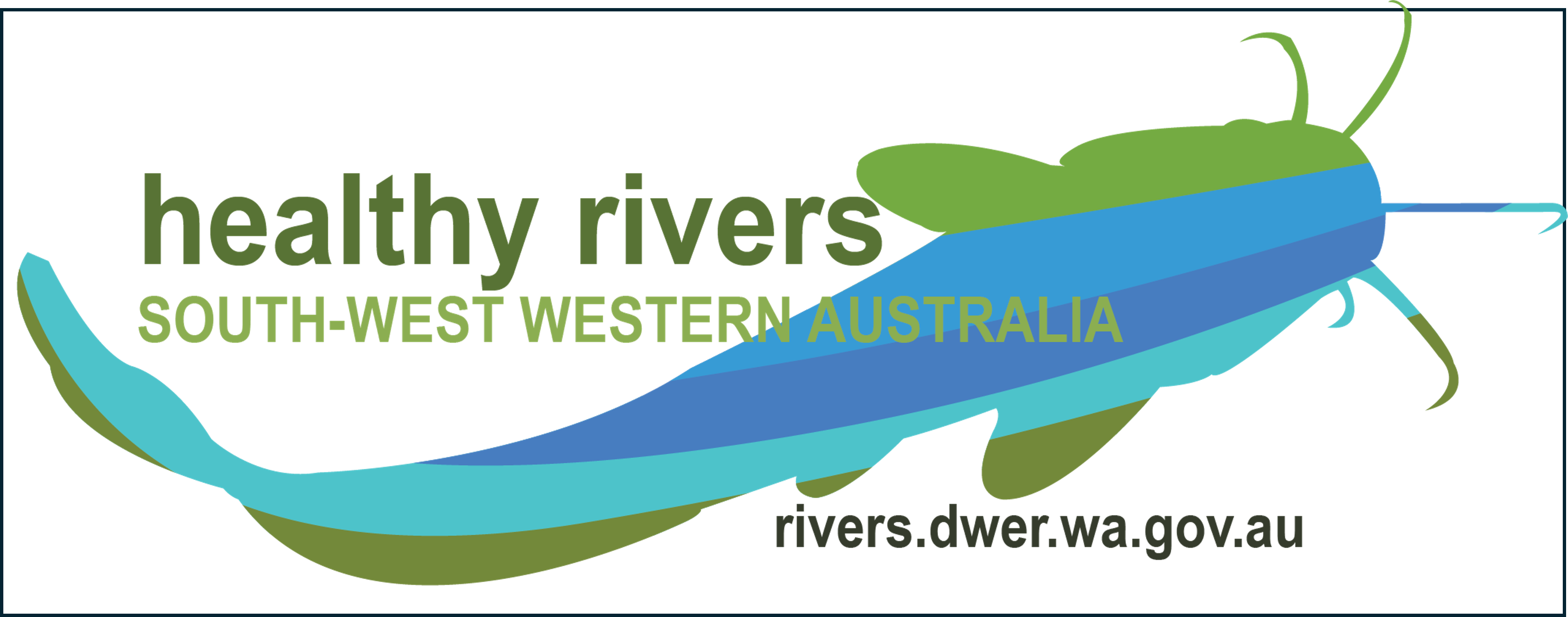 DWER Healthy Rivers logo with a catfish behind text
