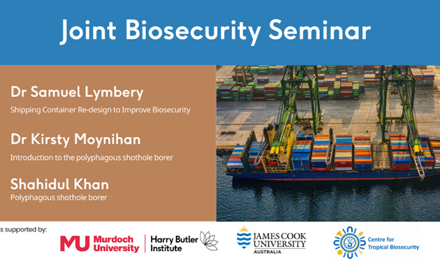 Joint Biosecurity Seminar Image featuring cargo ship