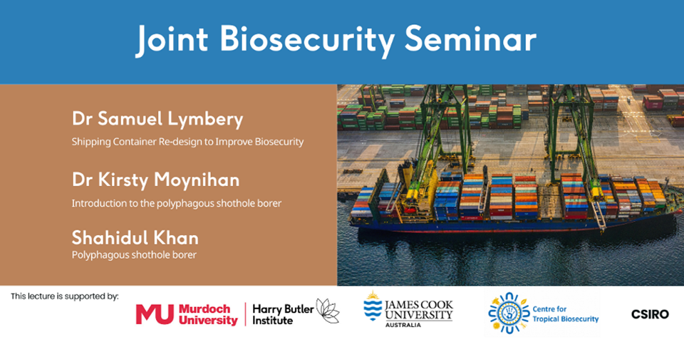 Joint Biosecurity Seminar Image featuring cargo ship