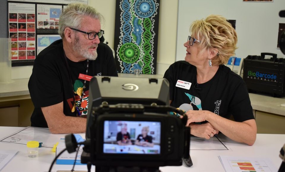 Pauline and Rob recording Barcode Blitz livestream 2024