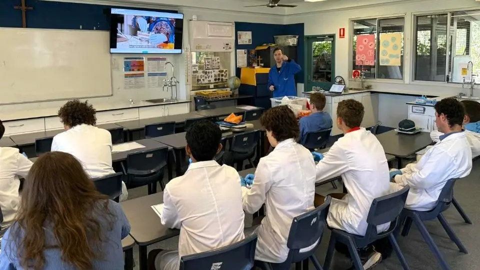 St Marys College Broome students learning barcoding from Jeremy AGRF