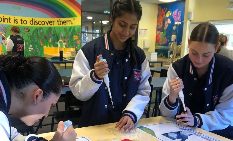 St Stephens students pipetting