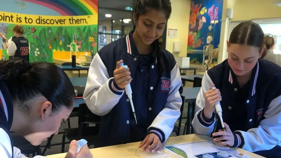 St Stephens students pipetting