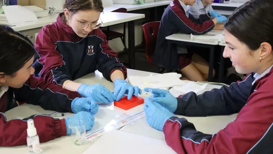 Willeton SHS students barcoding at a table