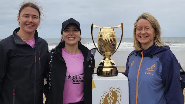 Evan and friends in England for the Women's Rugby World Cup