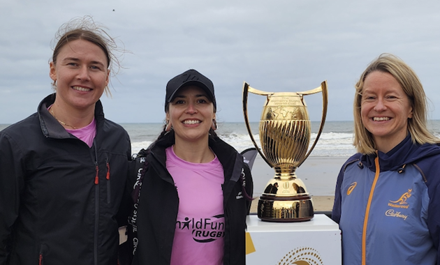 Evan and friends in England for the Women's Rugby World Cup