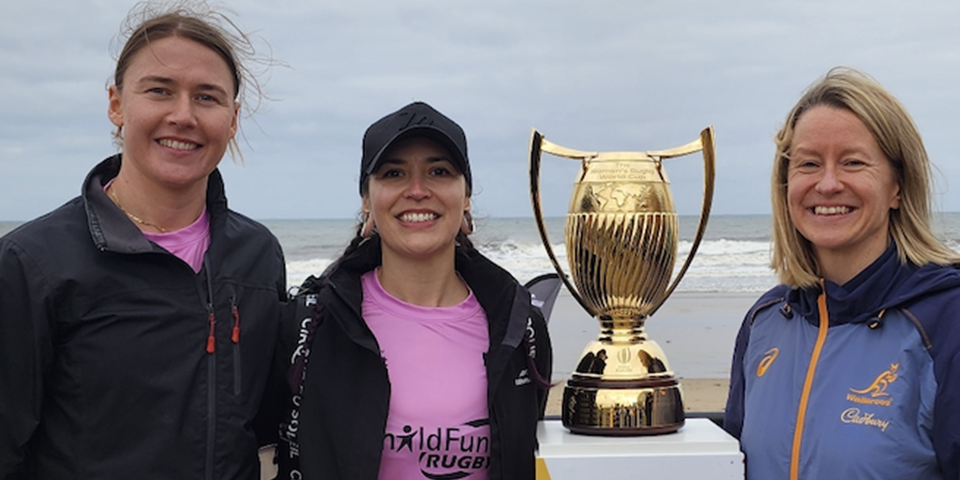 Evan and friends in England for the Women's Rugby World Cup