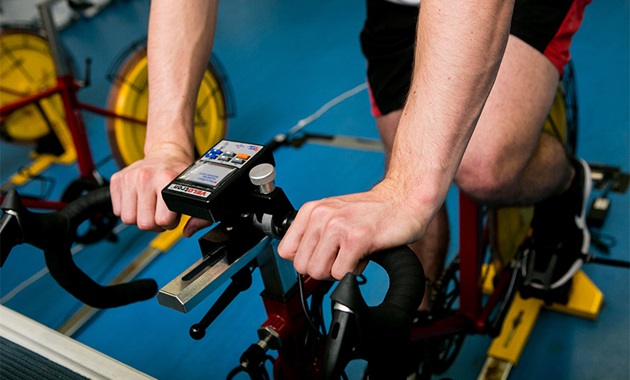 Person on exercise bike