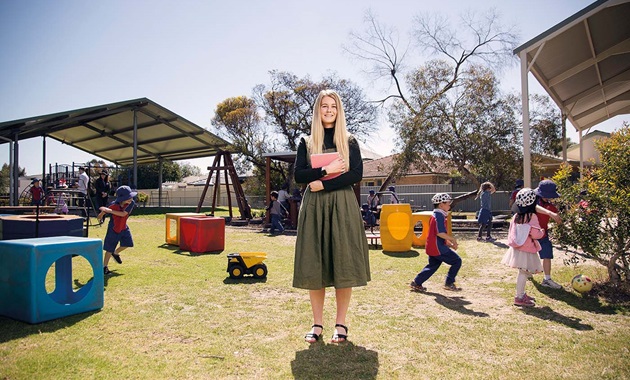 Teacher in playground