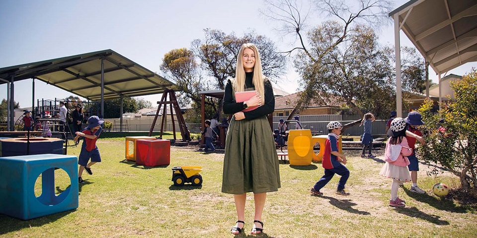 Teacher in playground