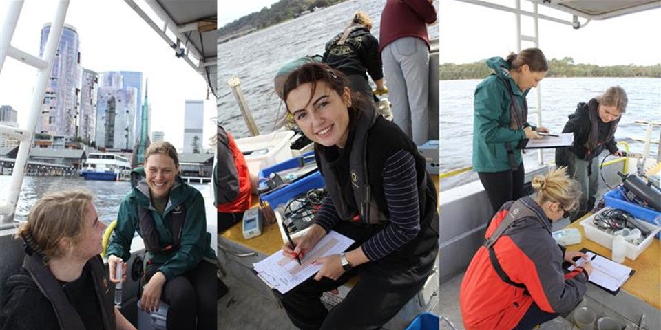 Students doing wetland monitoring