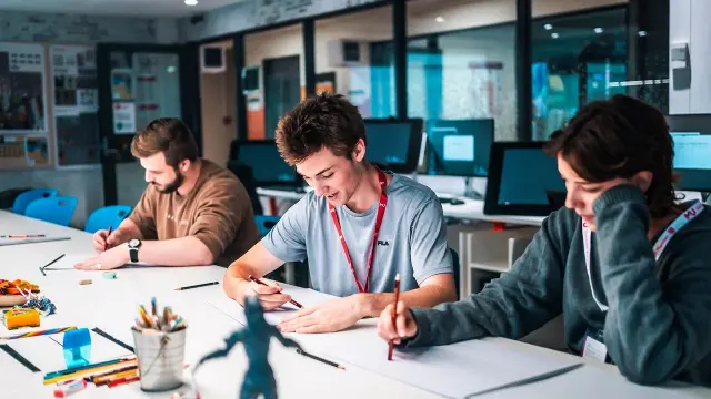 Games Art and Design students working in the games lab