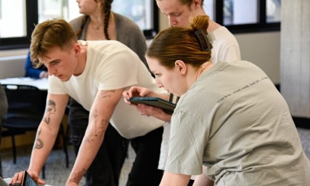 Graphic Design students working in the studios