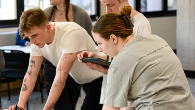 Graphic Design students working in the studios