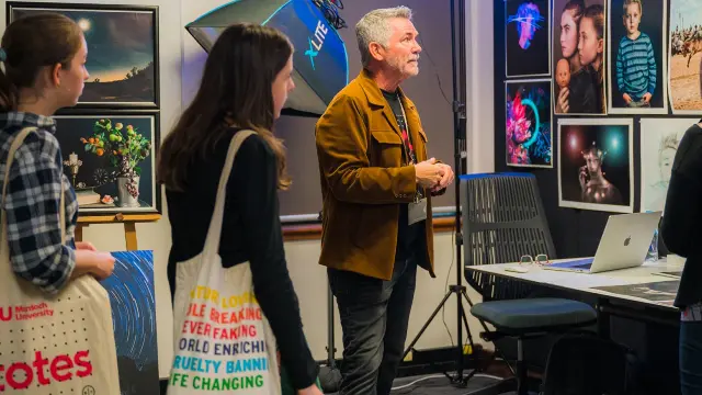 Photography students in the photography studio