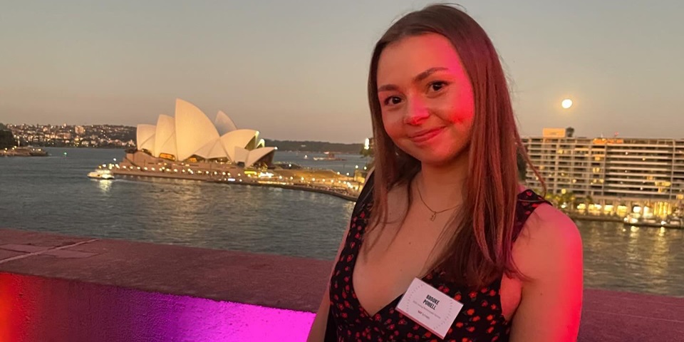 Brooke Powell in front of Sydney Opera house