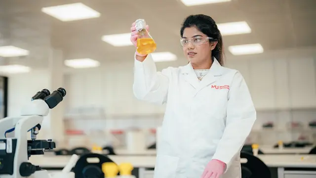 Student in lab environment