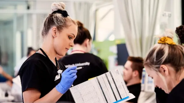 Nursing student in teaching area