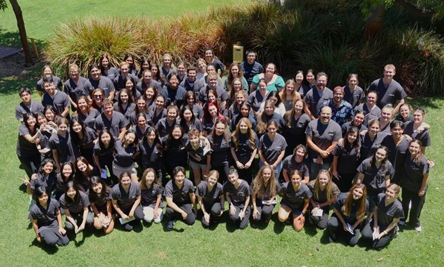 Large group of veterinary medicine students