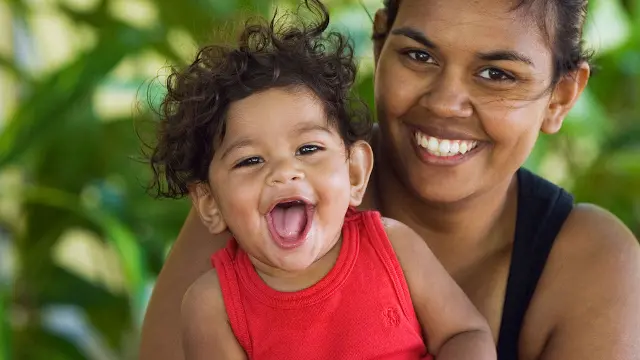 First nations mother with baby