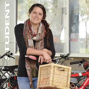 Woman on bicycles