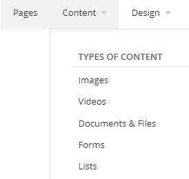 Screenshot of content dropdown